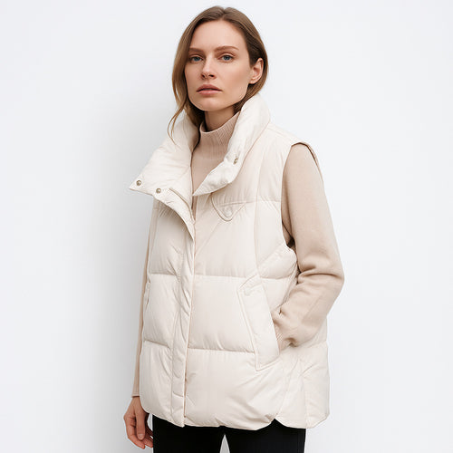 Quilted vest for ladies with high collar and practical pockets Amarae