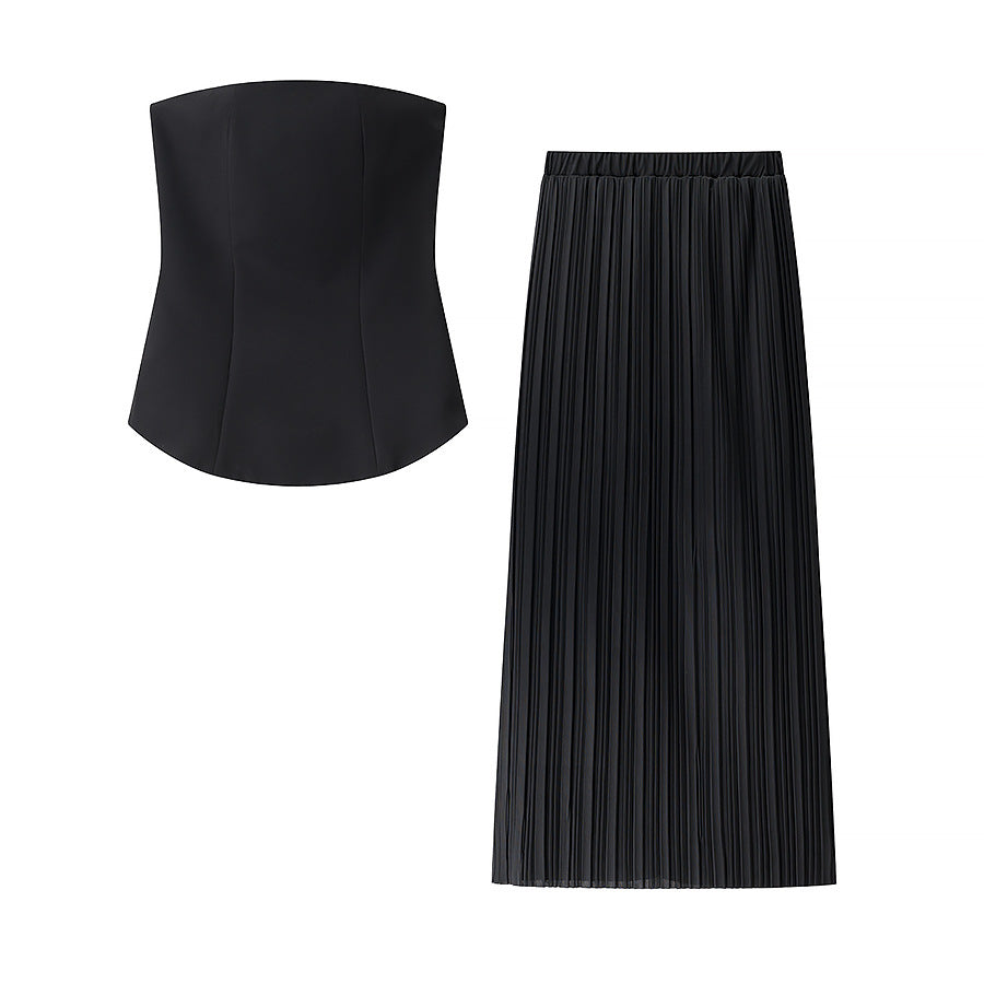 Lune London women's top and maxi skirt set with ruffled design