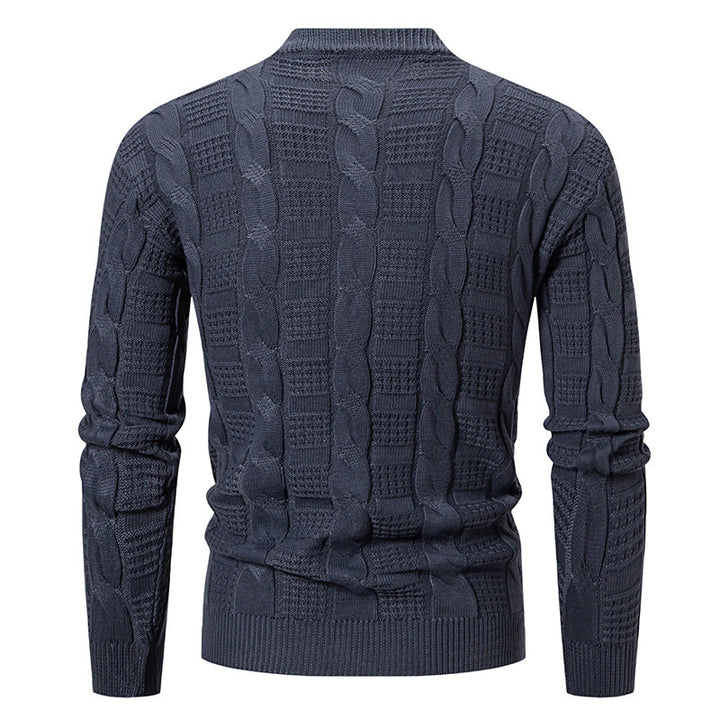 Quilted knit pullover for men with high collar Lune London