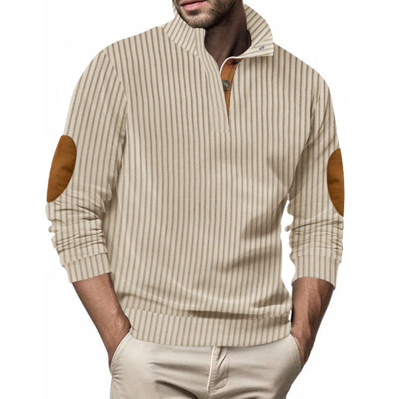 Knit sweater for men with a high collar and unique elbow patches Lune London
