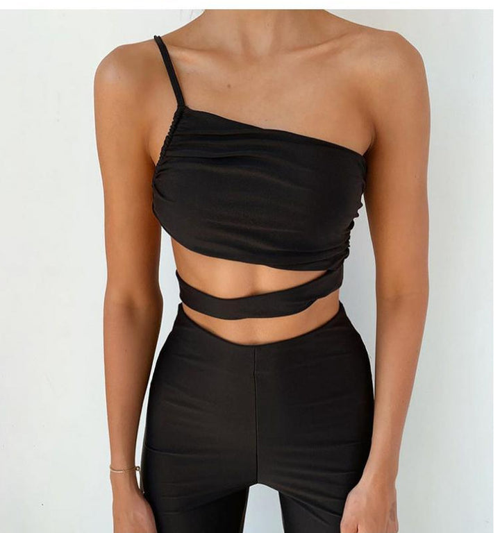 Women asymmetrical crop top with cut Lune London