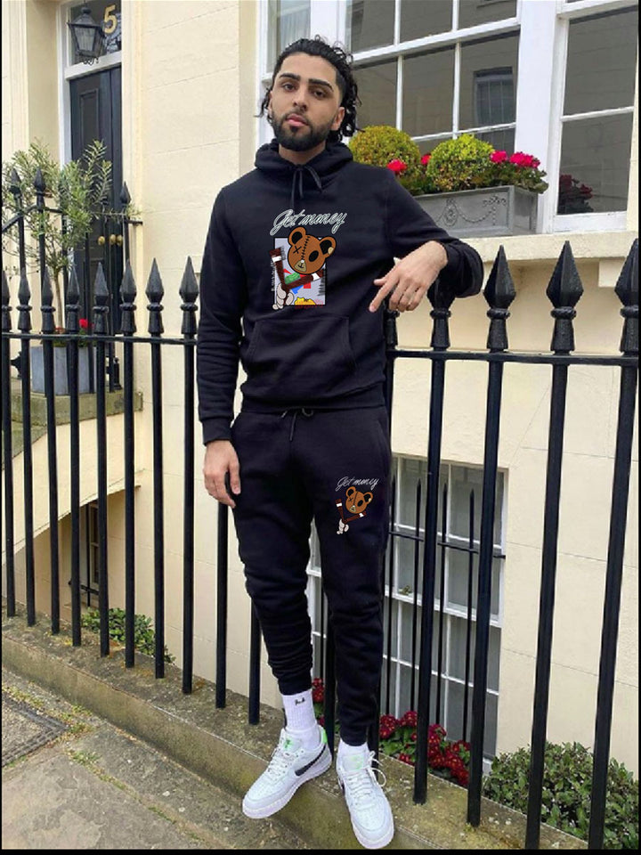 Women's hoodie and jogger pants set with a creative bear pattern Lune London