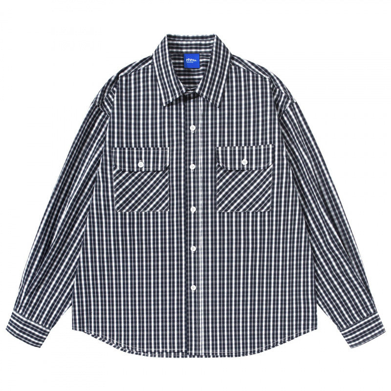 Men's loose-fitting checkered shirt with double breast pockets Amarae