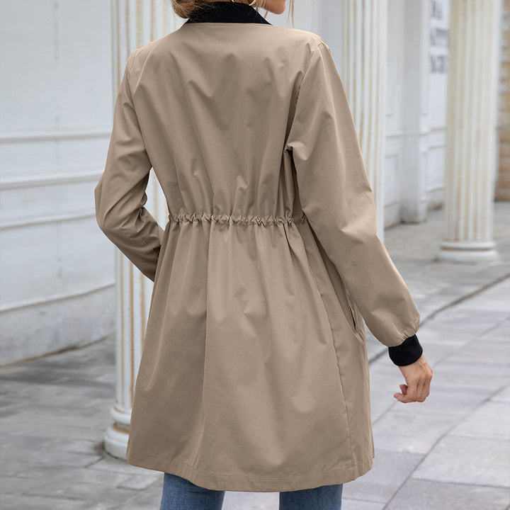 Ladies functional transition jacket with drawstring waist and practical pockets Lune London