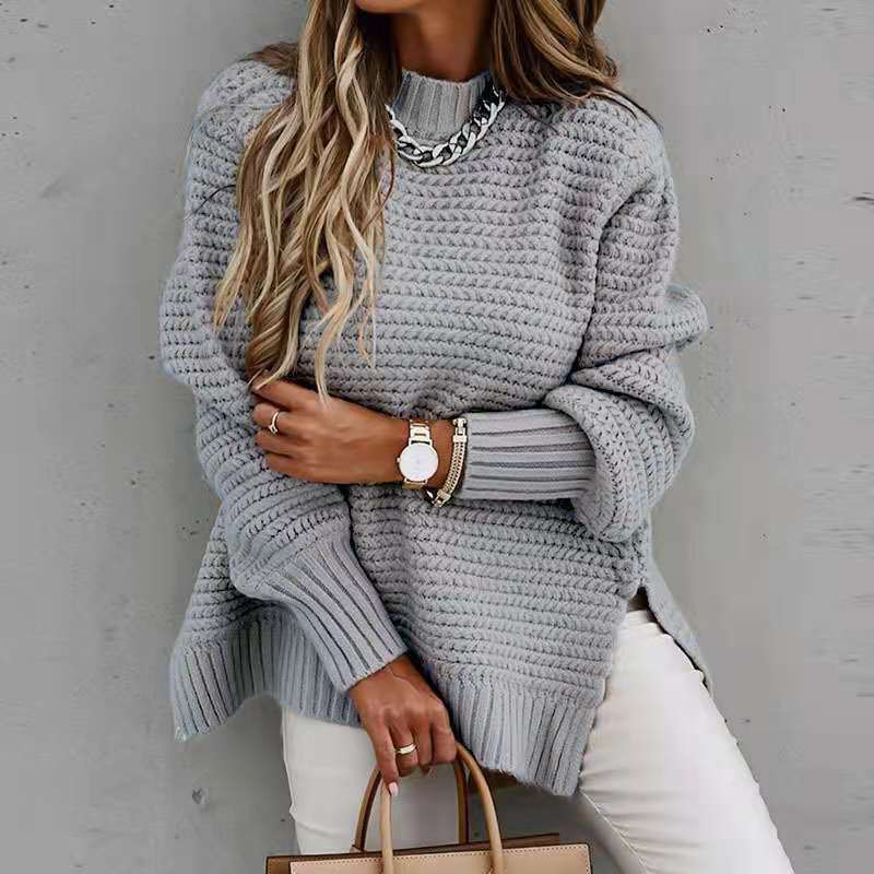 Pull en tricot pour femme avec un motif gaufré moderne et des manches larges Chic & Stil
