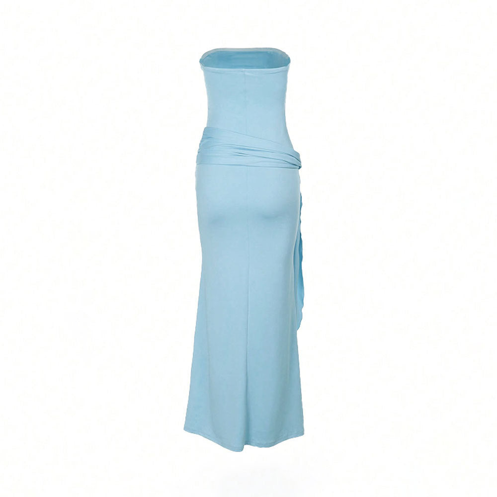 Robe maxi femme avec design épaules nues et fente latérale Chic & Stil