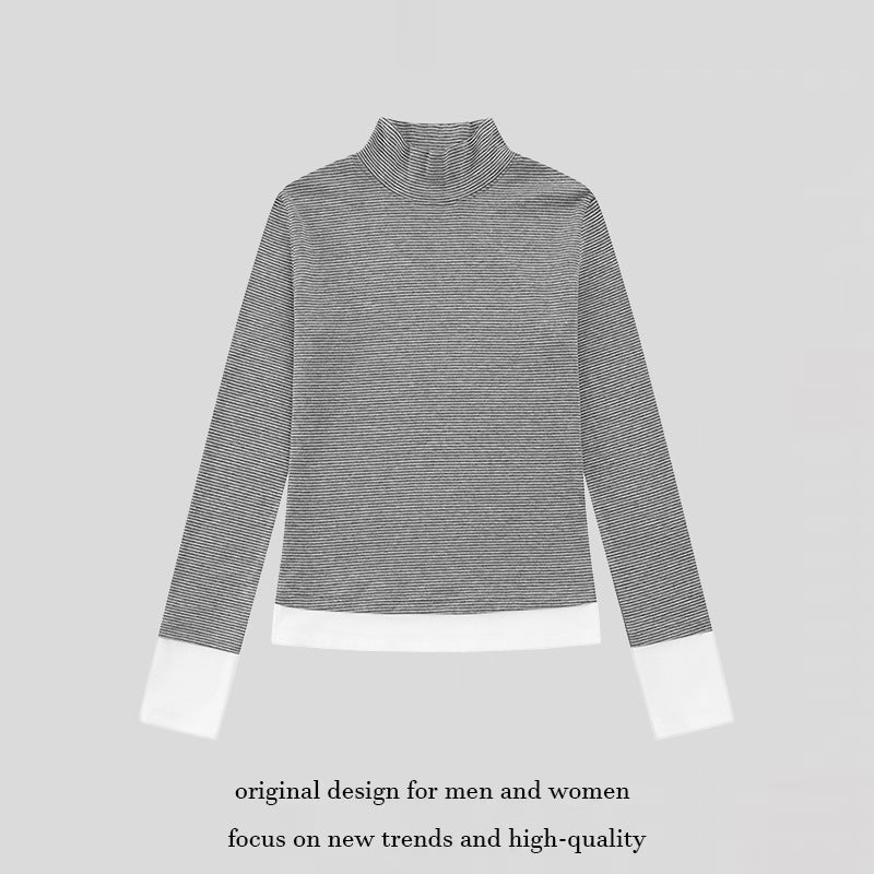 Women's turtleneck long-sleeve shirt with contrast finishes Amarae