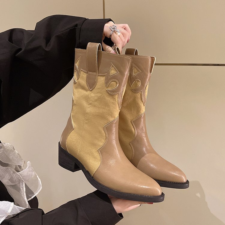 Lune London embroidered pattern cowboy ankle boots for women