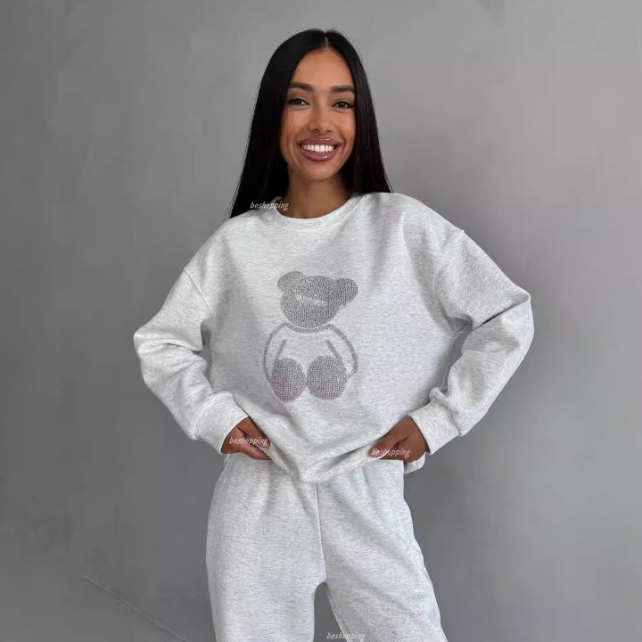 Casual tracksuit set for women with teddy shape pattern Amarae