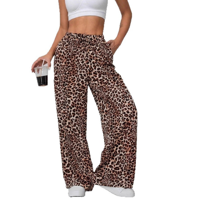 Lune London Women's Wide Chiffon Leopard Print Pants
