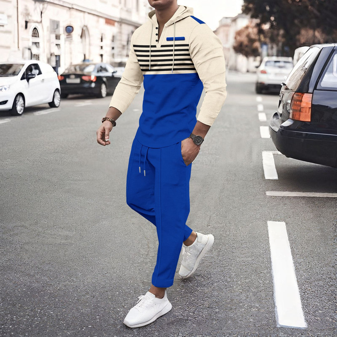 Sporty hoodie set for men with contrasting stripes and relaxed fit Lune London