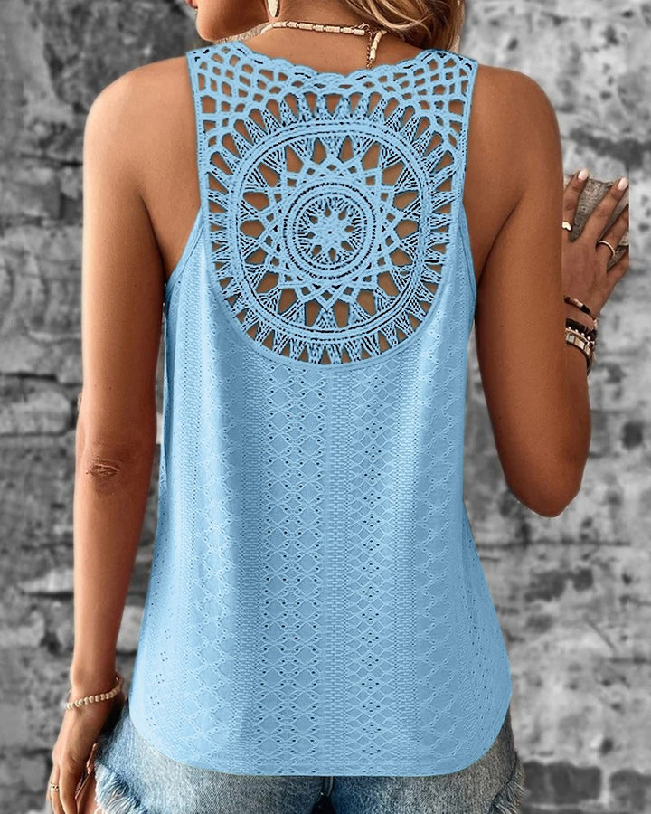 Ladies Boho Chic crochet back tank top Lune London