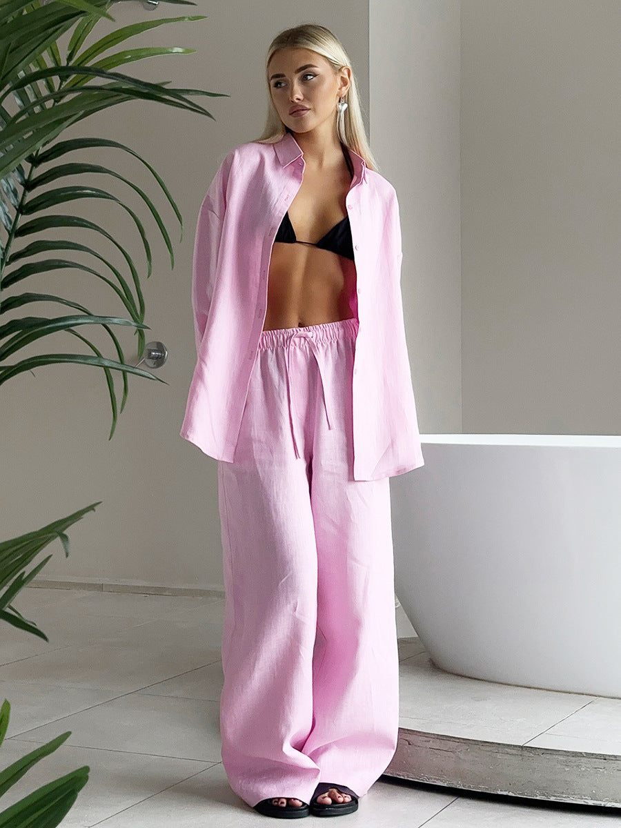 Casual linen set for women with a loose top and pants Lune London