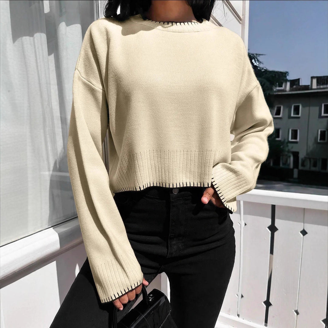 Ladies Trendy Sweater with Asymmetrical Edges and Textured Design Lune London