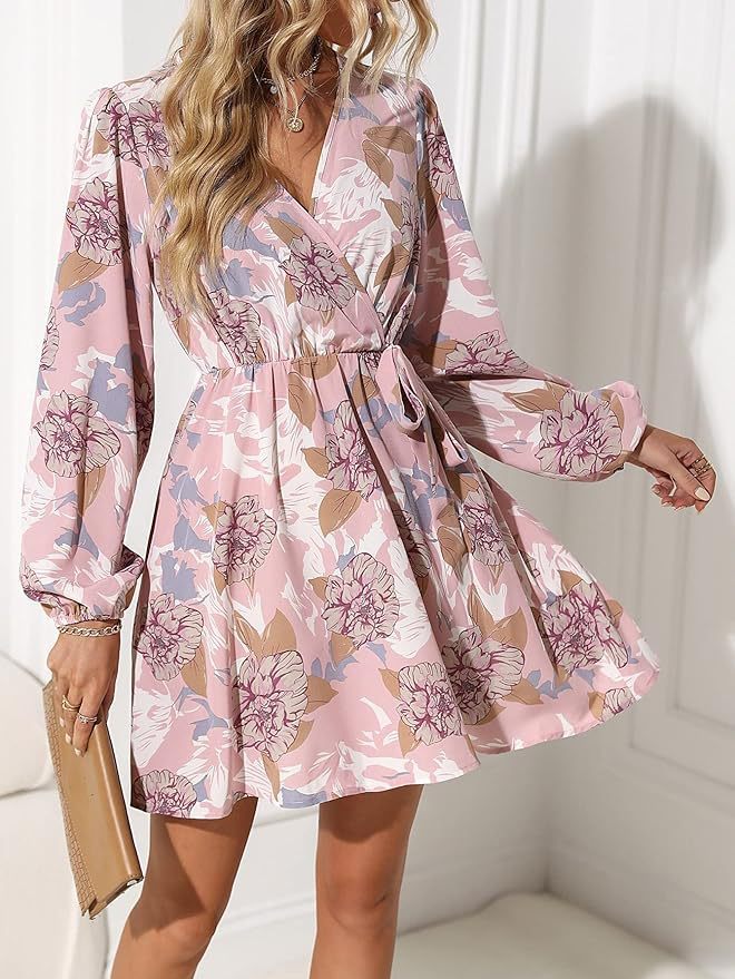 Wrap dress for women with voluminous sleeves and a floral design Lune London