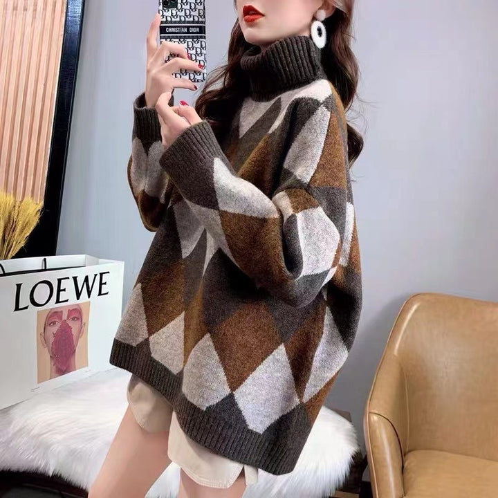 Pull femme à motifs avec col montant Chic & Stil