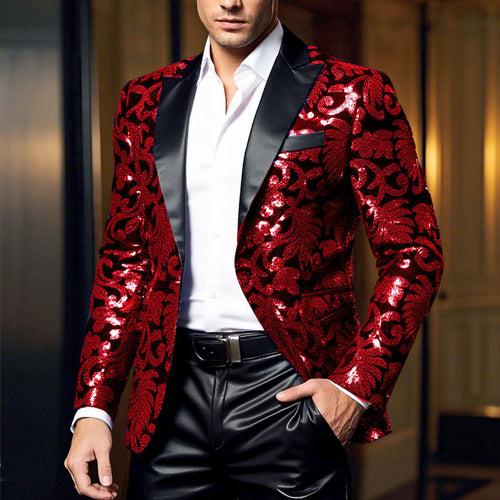 Elegant velvet jacket for men with floral sequin patterns Amarae