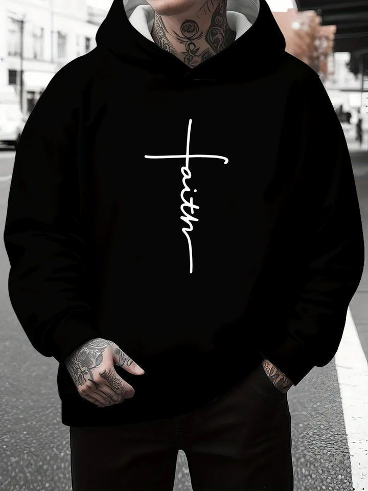 Men's hoodie with a subtle gradient of colors and an inspiring inscription Amarae