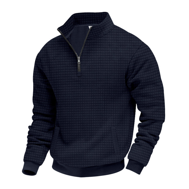 Sporty fleece pullover for men with half-zip Lune London