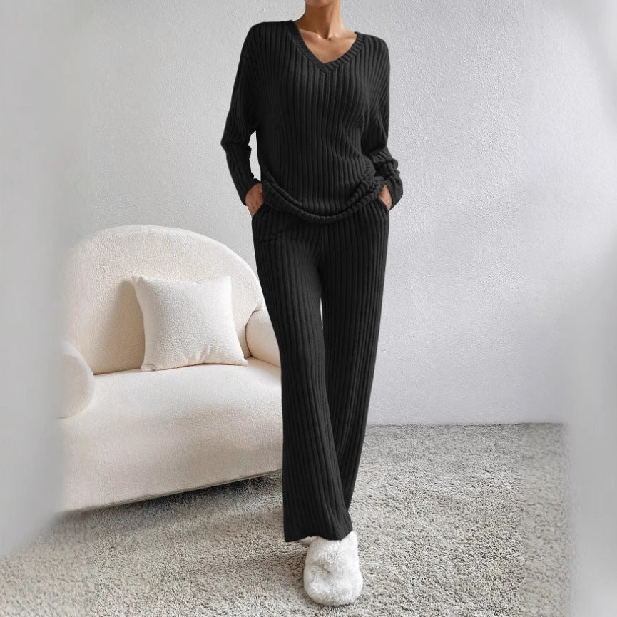 Ensemble de loungewear décontracté pour femmes avec texture côtelée Chic & Stil