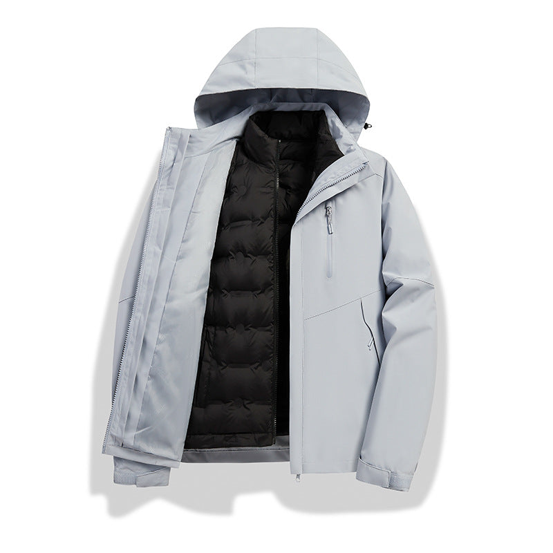 Men's two-in-one weather protection jacket with detachable quilted inner lining, hood, and waterproof membrane Amarae