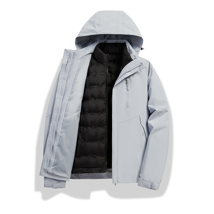 Men's two-in-one weather protection jacket with detachable quilted inner lining, hood, and waterproof membrane Amarae