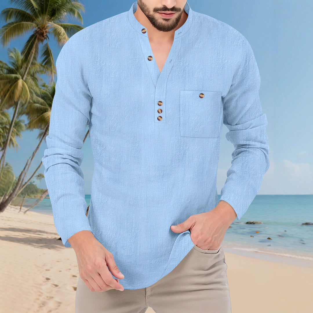 Men's Lightweight Long Sleeve Shirt with Button Placket Lune London