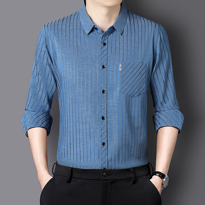 Casual long-sleeved shirt for men with modern striped pattern Lune London