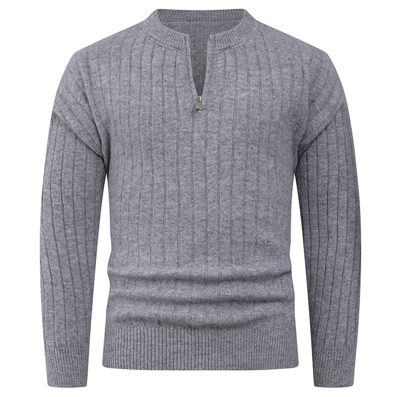 Knit sweater for men with high collar and modern zip Lune London