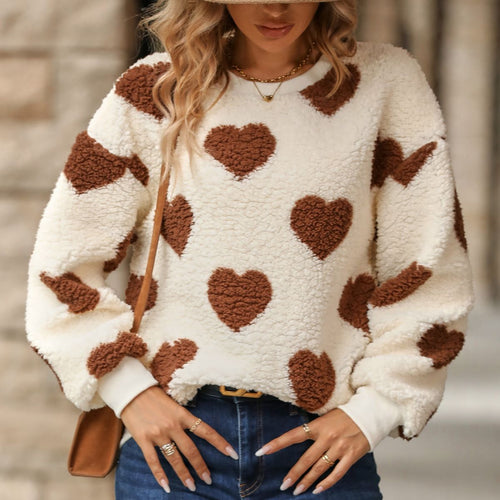 Women's sweater with high-quality boucle heart pattern Amarae