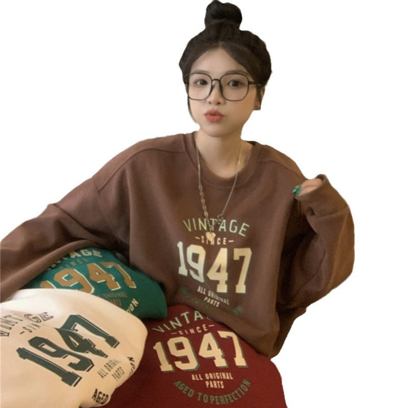 Women's Casual Oversized Sweatshirt with Vintage Print Lune London
