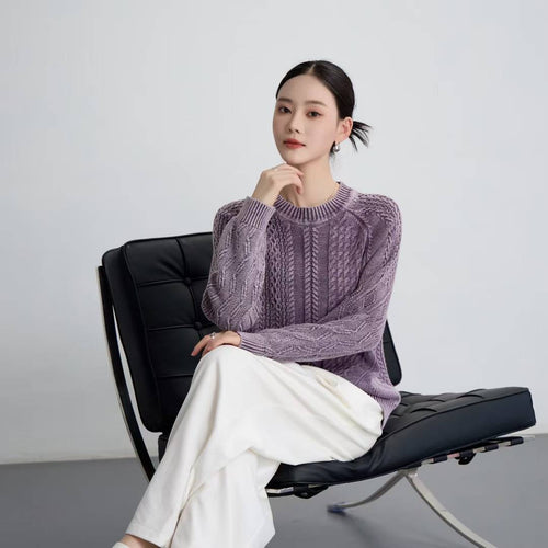 Pull en tricot épais pour femmes avec un motif de câble unique et une coupe décontractée Chic & Stil