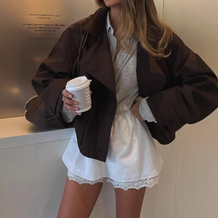 Oversized utility jacket for women with practical pockets and elegant cut Lune London