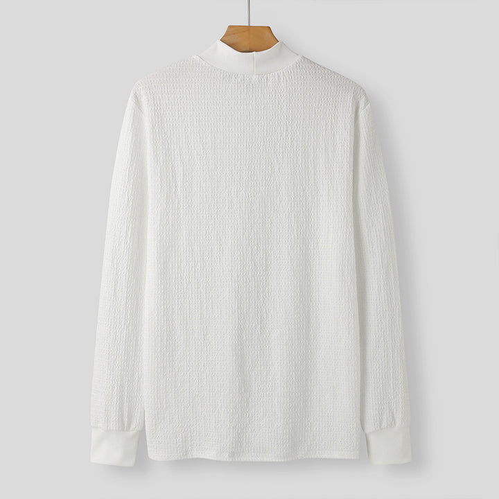 Ladies Elegant Long Sleeve Blouse in Textured Fabric and High Collar Lune London