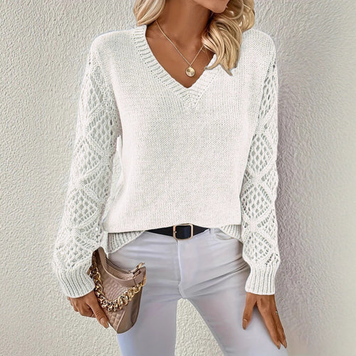 Ladies elegant knitted sweater with transparent sleeves Amarae