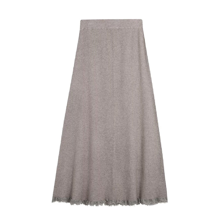 Women Two-Piece Ribbed Knit Set with Lace Trim Amarae