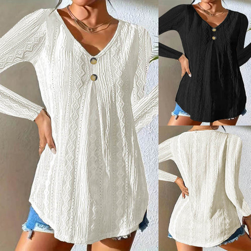 Long sleeve t-shirt for women with a structured design and trendy button details Amarae
