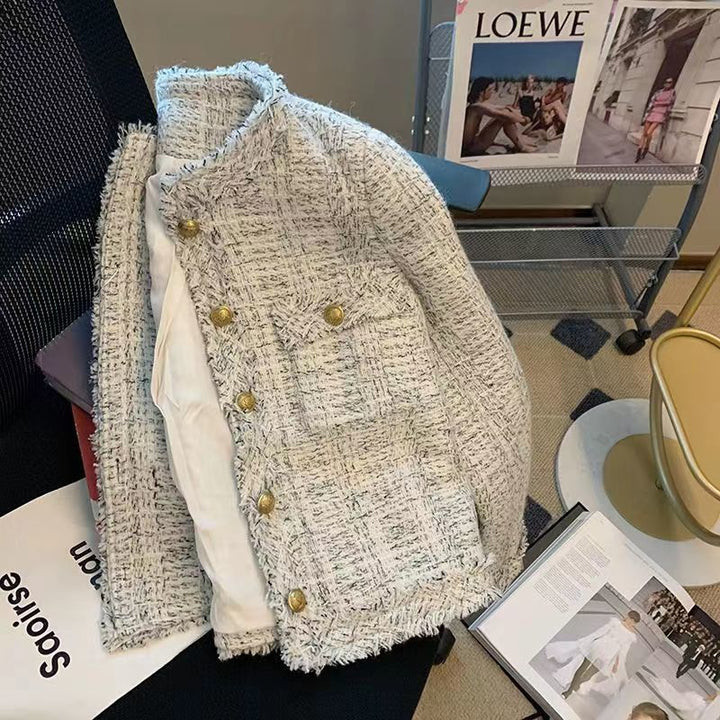 Veste en tweed élégante pour femmes avec boutons dorés Chic & Stil