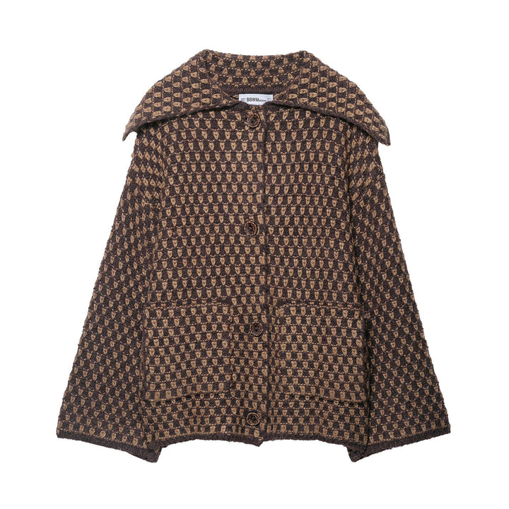 Women’s short jacket in boucle waffle pattern with large lapel collar Amarae