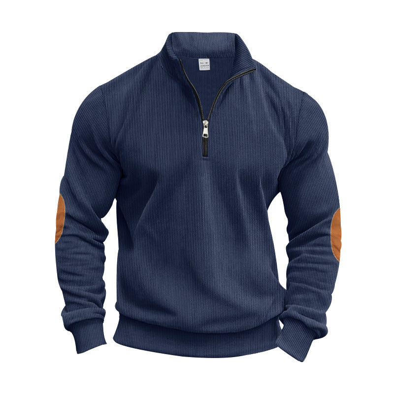 Fashion sweater for men with zipper and contrasting elbow patches Lune London