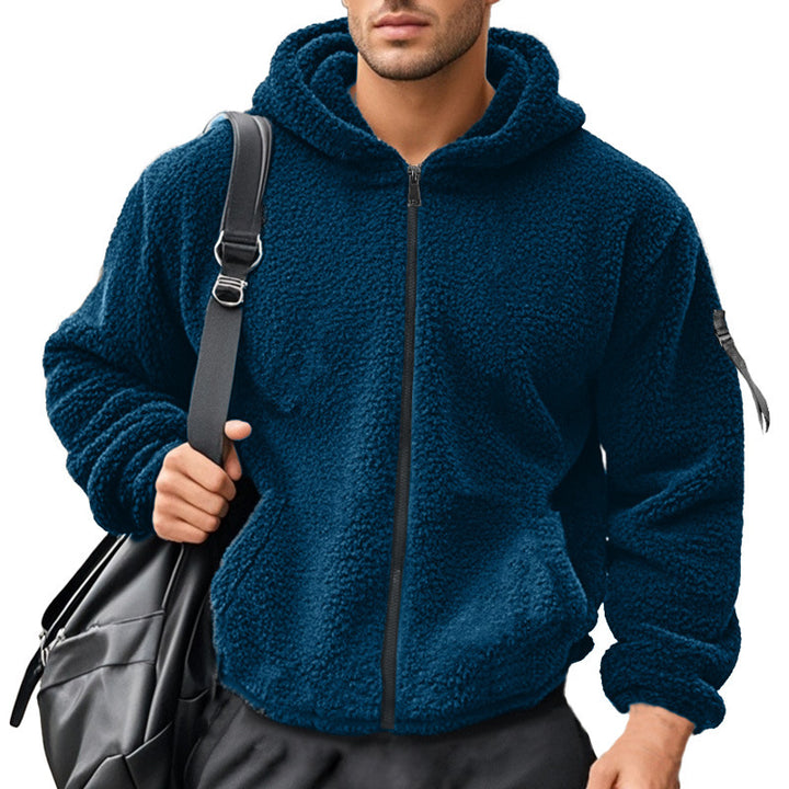 Men's fleece jacket with integrated hood and practical zip pockets Chic and style