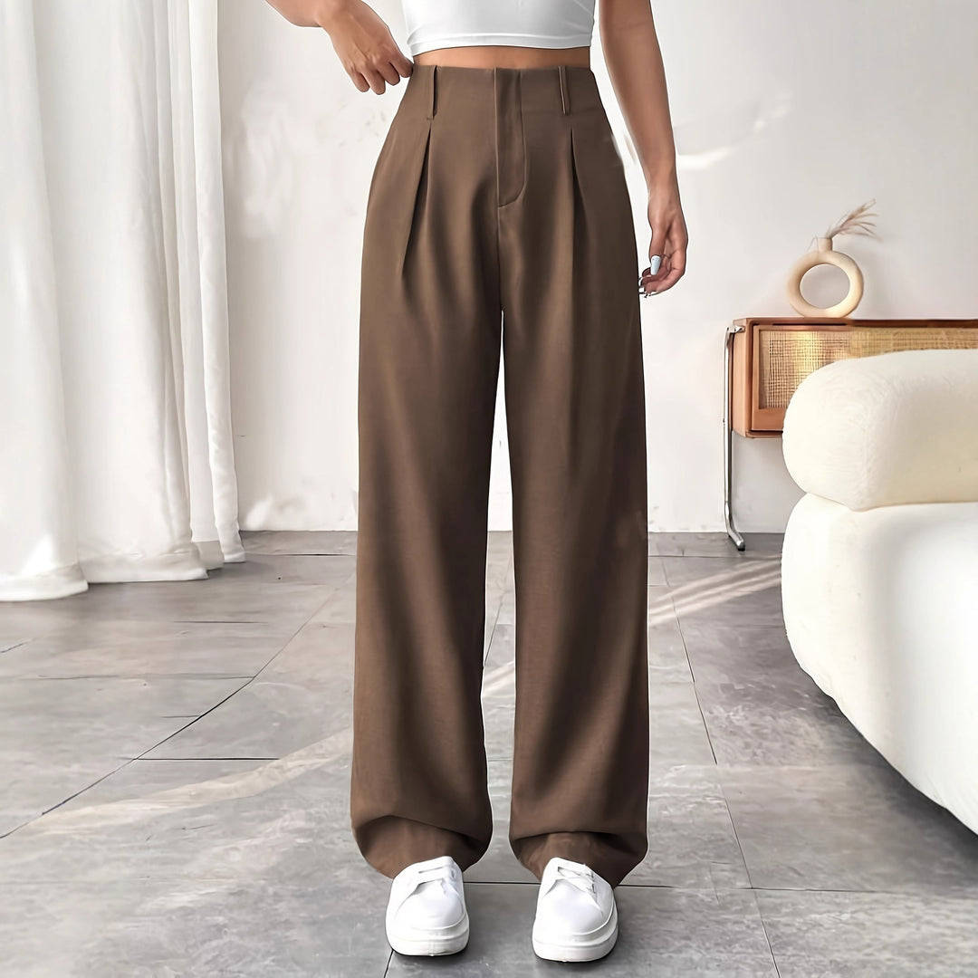 High-waisted wide trousers for women with pleats Lune London