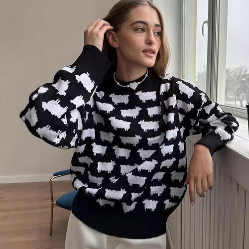 Pull en tricot pour femmes avec un design de mouton original Amarae