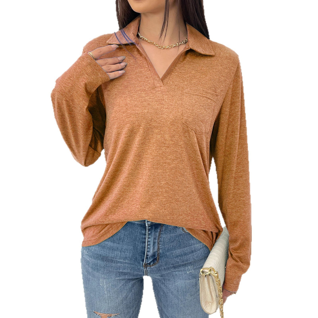 Long-sleeve blouse for women with modern collar and chest pocket Lune London
