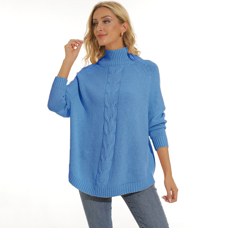 Chunky knit sweater for women with high collar and modern 3D pattern Lune London