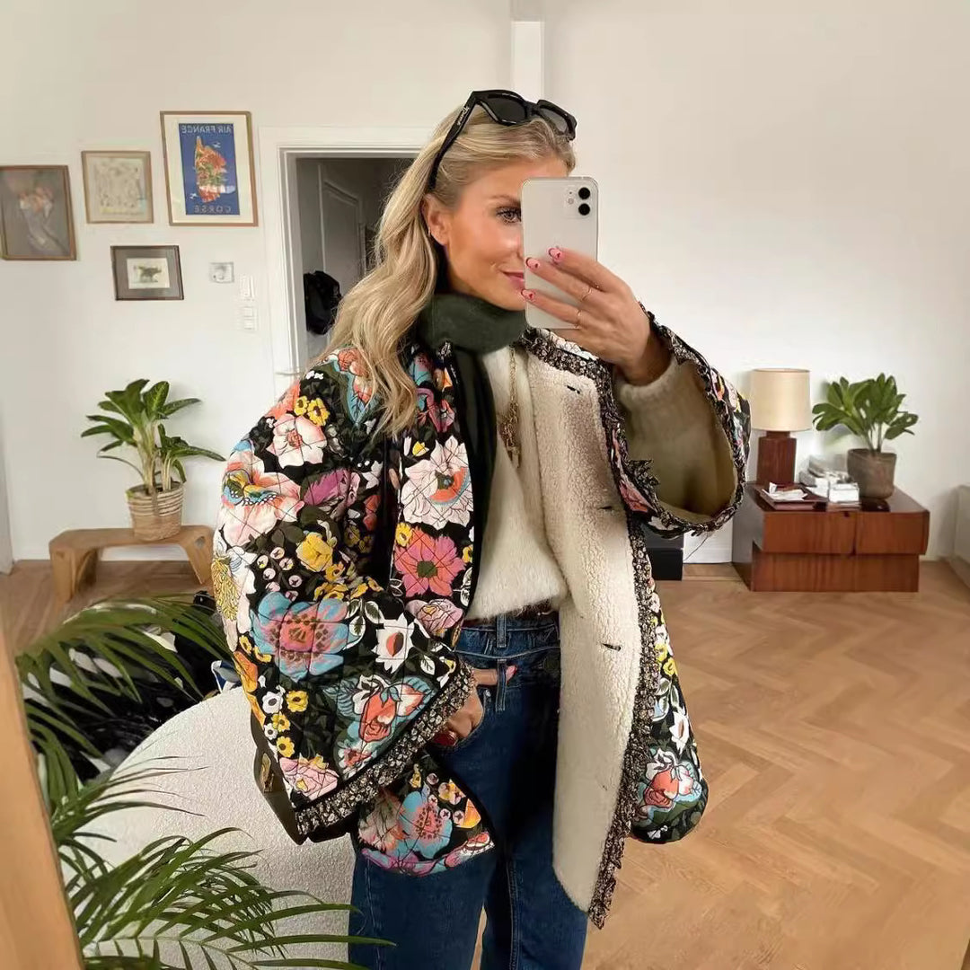 Quilted floral jacket for ladies with luxurious lining Amarae