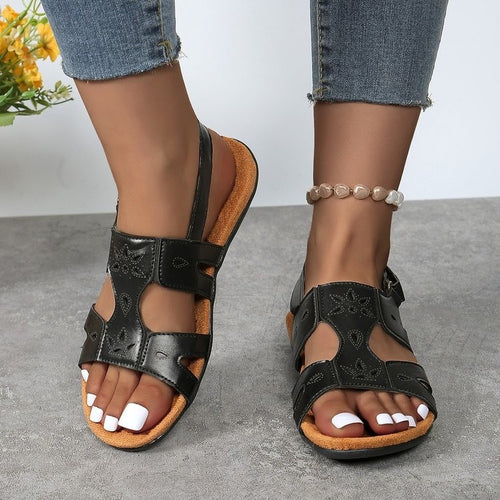 Comfortable strap sandals for women with elegant perforation and adjustable strap Amarae
