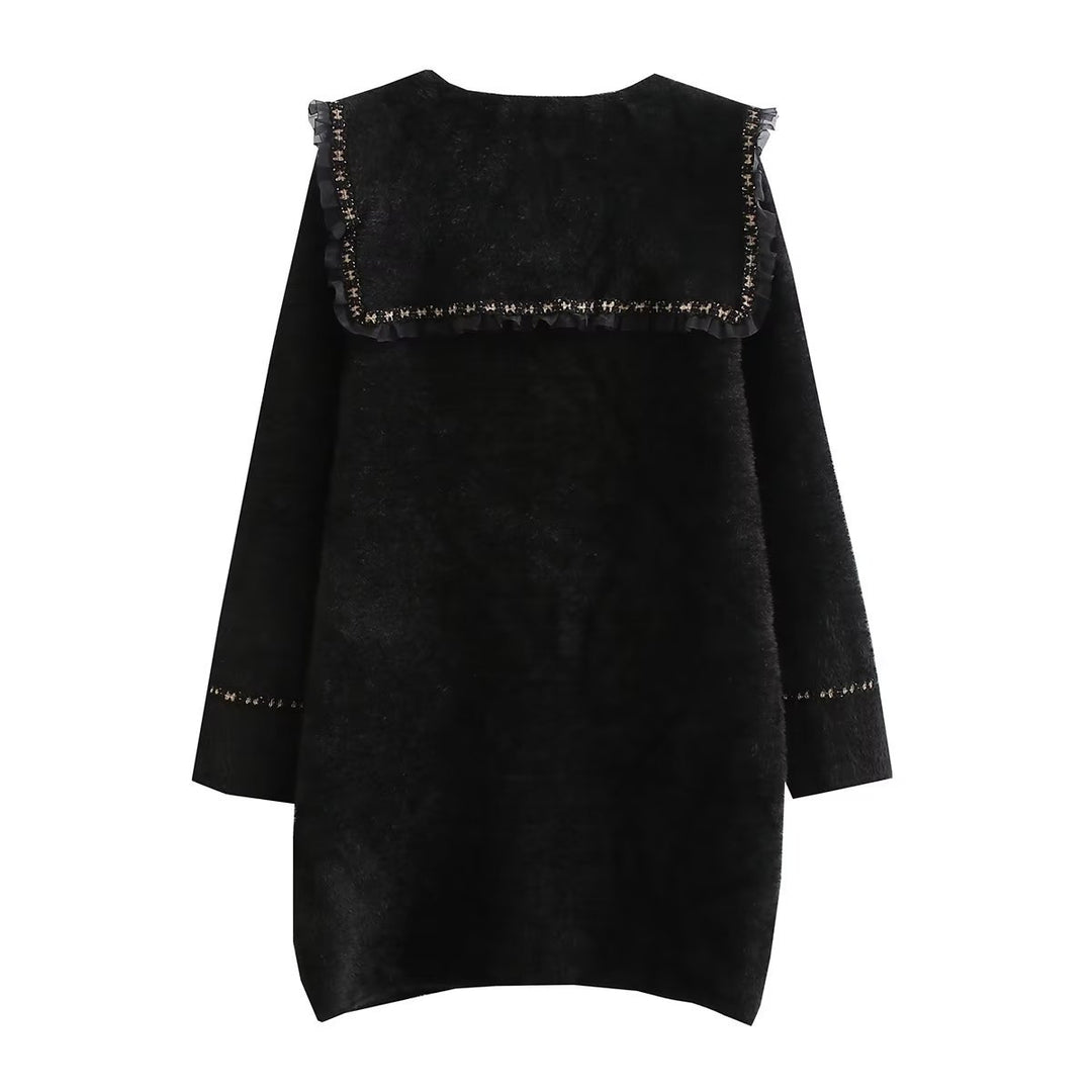 Ladies Long Sleeve Jacket with Decorative Collar and Functional Pockets Lune London