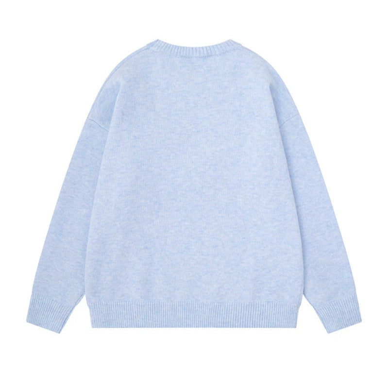 Women's Cozy Knit Sweater with Polar Bear Applique and Integrated Striped Scarf Amarae