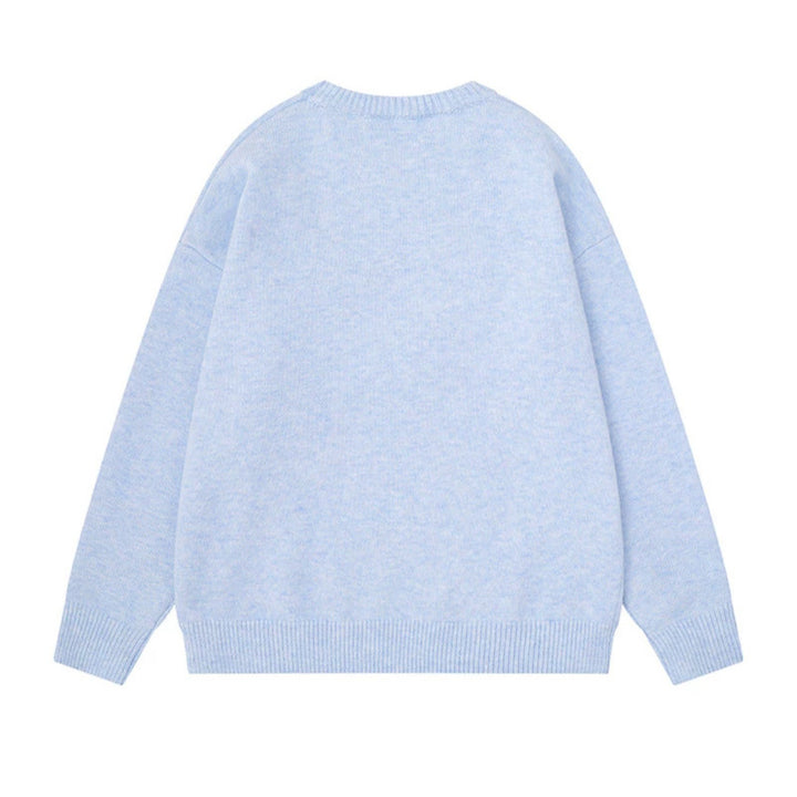 Women's Cozy Knit Sweater with Polar Bear Applique and Integrated Striped Scarf Amarae